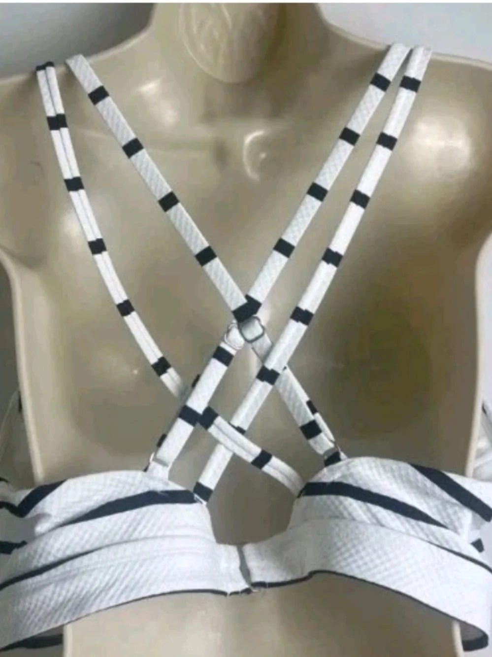 CALIA by Carrie Underwood Striped Swim Bralette - White & Black